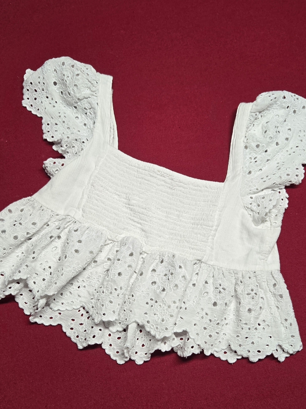 American Eagle Outfitters White Eyelet Ruffle Camisole